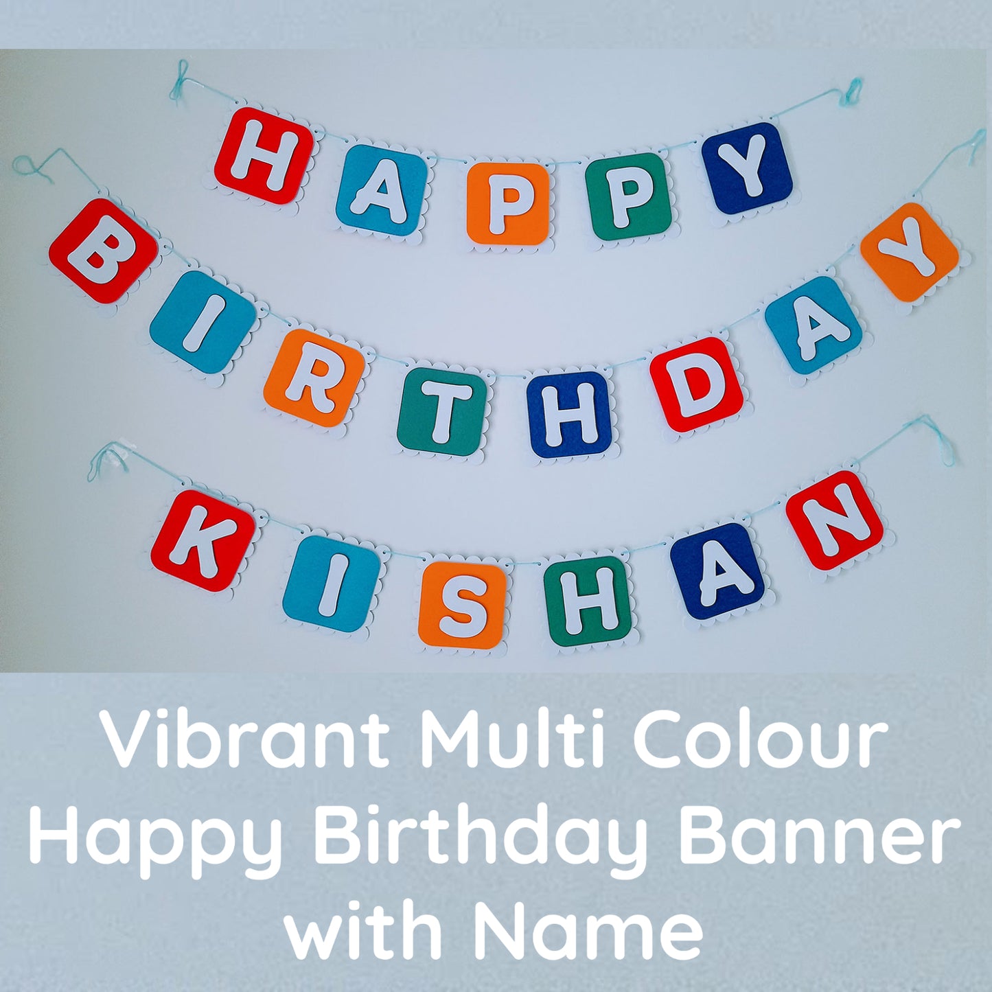 Partybus - Vibrant Multi Colours Happy Birthday Banner | Colourful Happy Birthday Banner | Happy Birthday Name Banner | Custom Name Birthday Banner