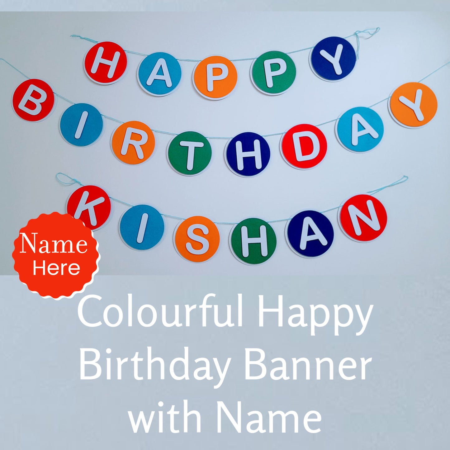 Partybus - Colourful Happy Birthday Banner | Vibrant colours Happy Birthday Banner | Happy Birthday Name Banner