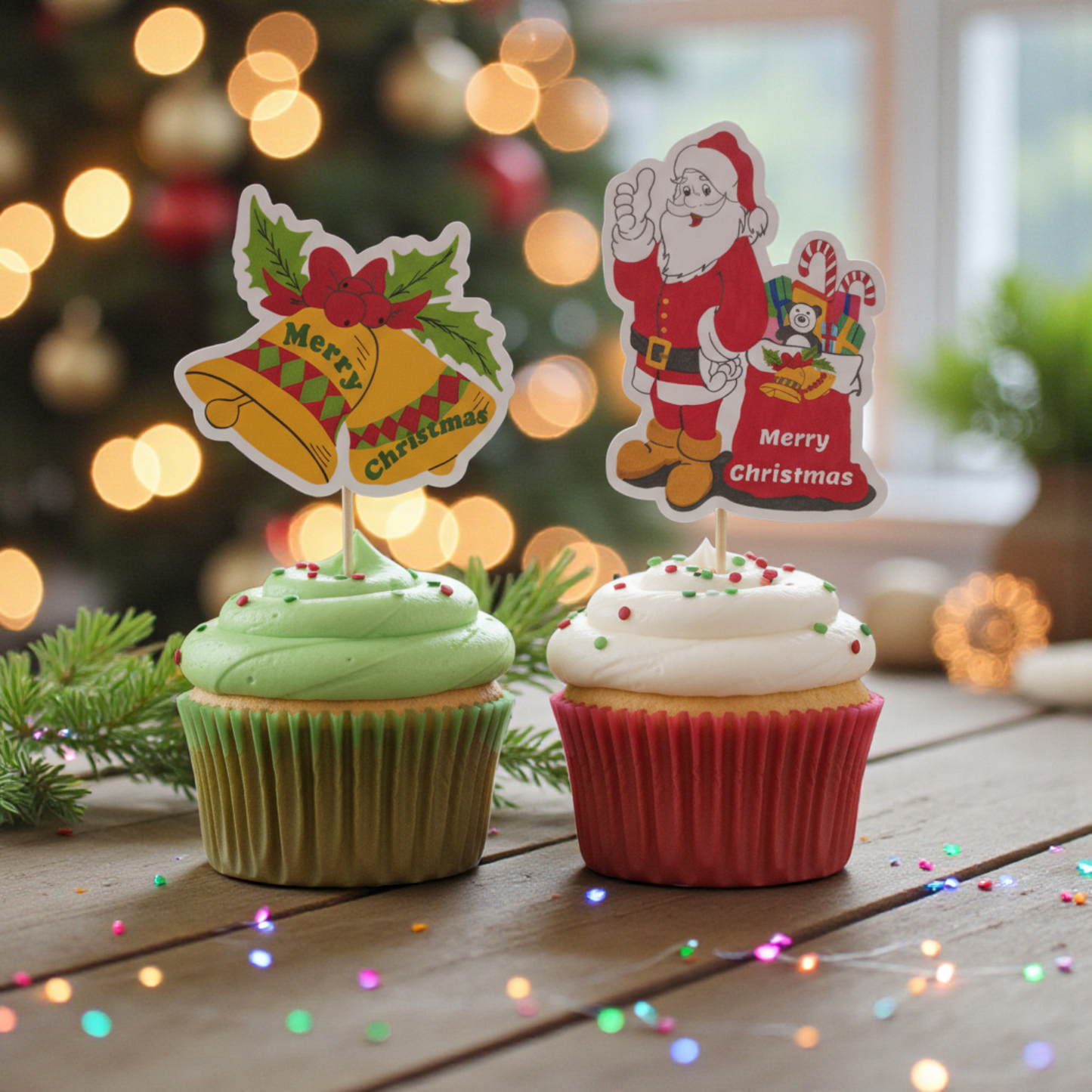 Partybus - Christmas cupcake topper – Santa & Jingle Bells
