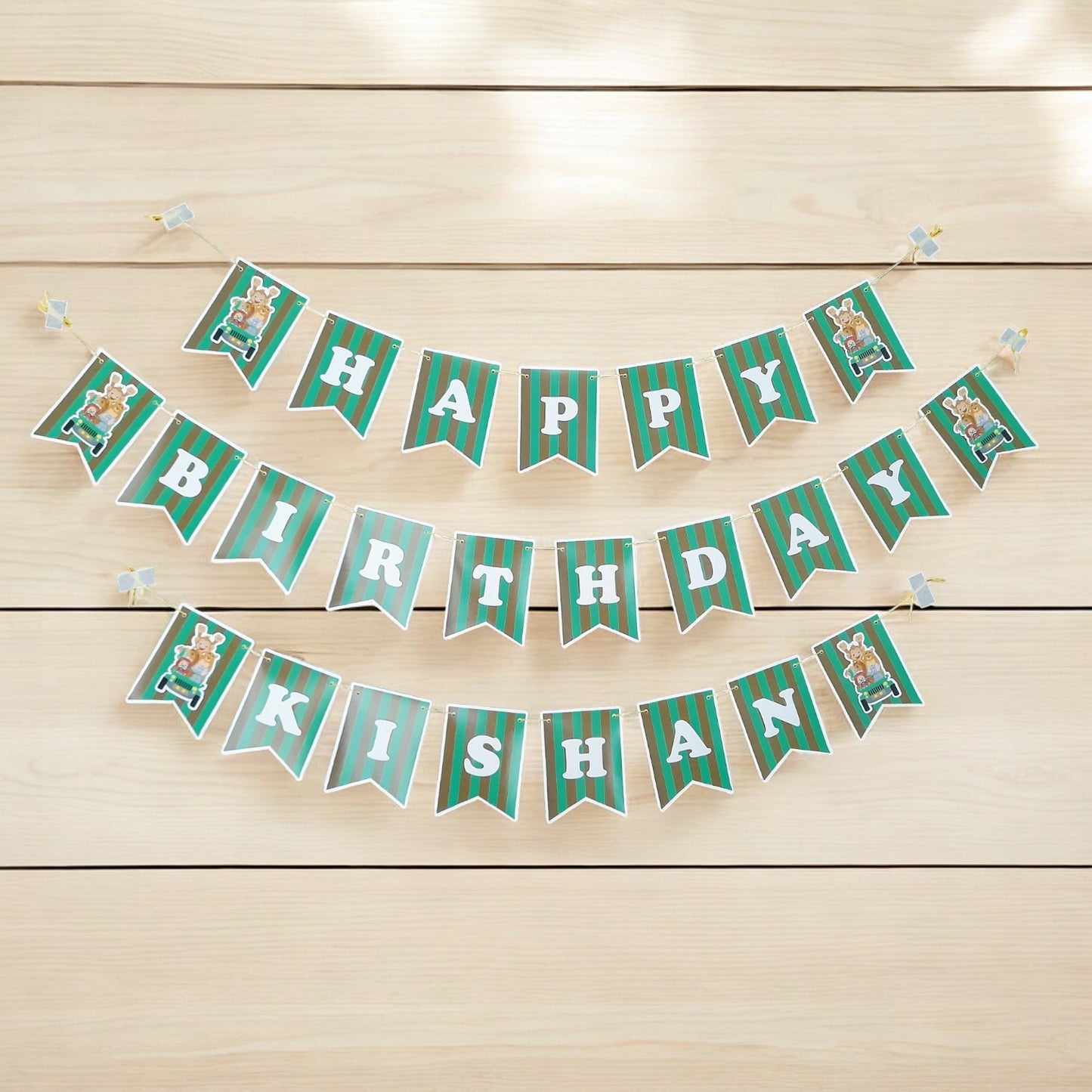 Partybus - Safari Animals Theme Birthday Banner with name