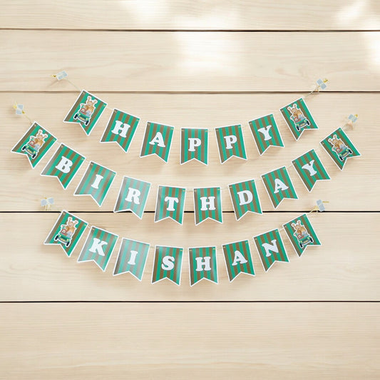 Partybus - Safari Animals Theme Birthday Banner with name