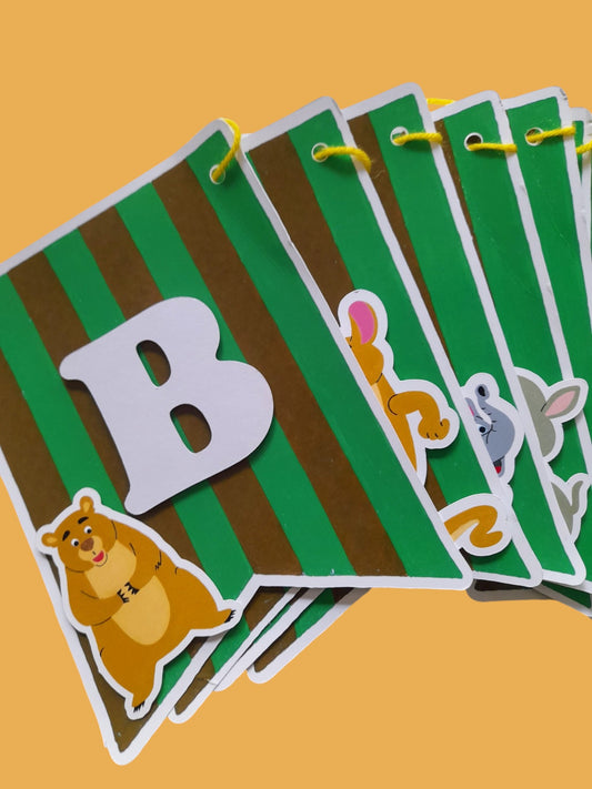 Partybus - Safari Animals Zoo Theme Birthday Banner with name