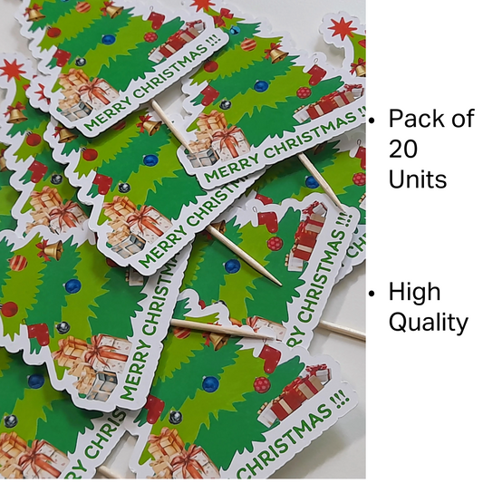 Partybus – Christmas Tree Merry Christmas cupcake topper