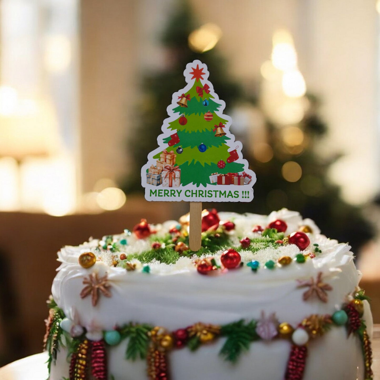 Partybus – Christmas Tree Merry Christmas Cake Topper