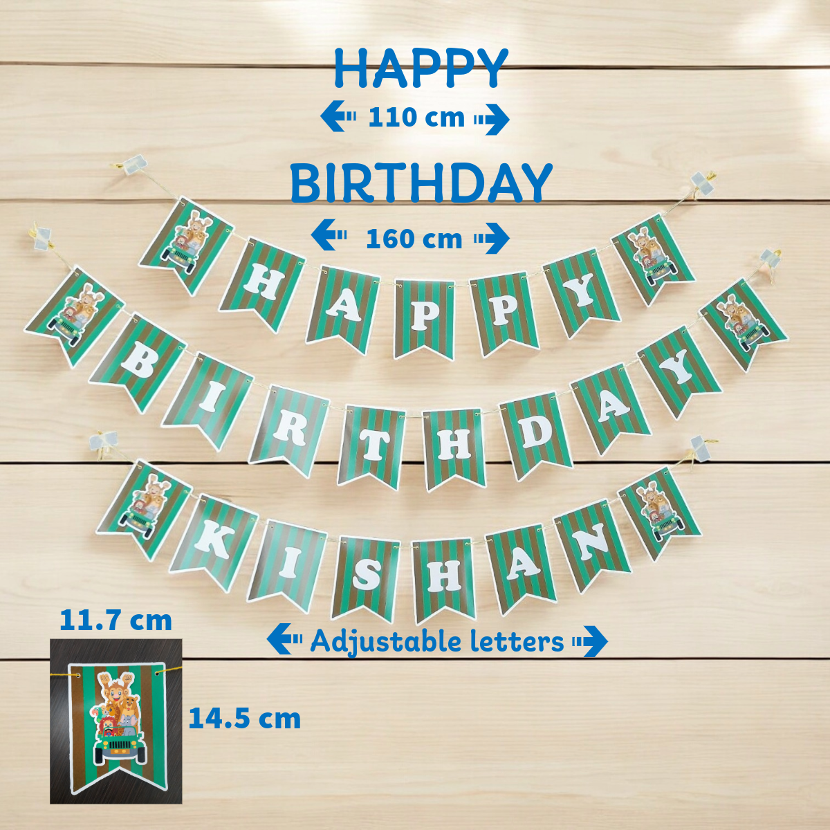 Partybus - Safari Animals Theme Birthday Banner with name