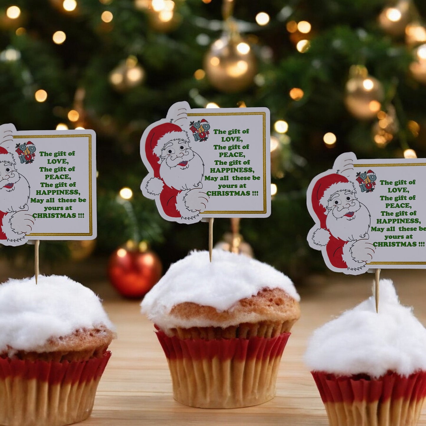 Partybus – Santa wishes Christmas cupcake topper