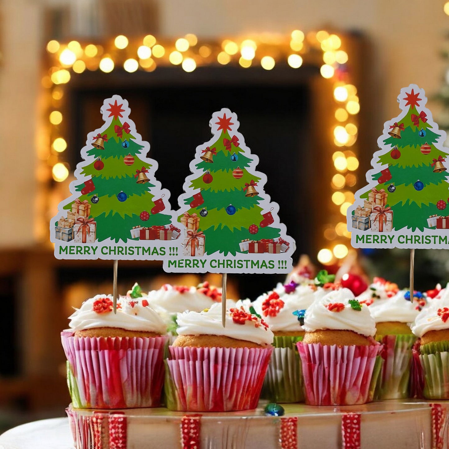 Partybus – Christmas Tree Merry Christmas cupcake topper