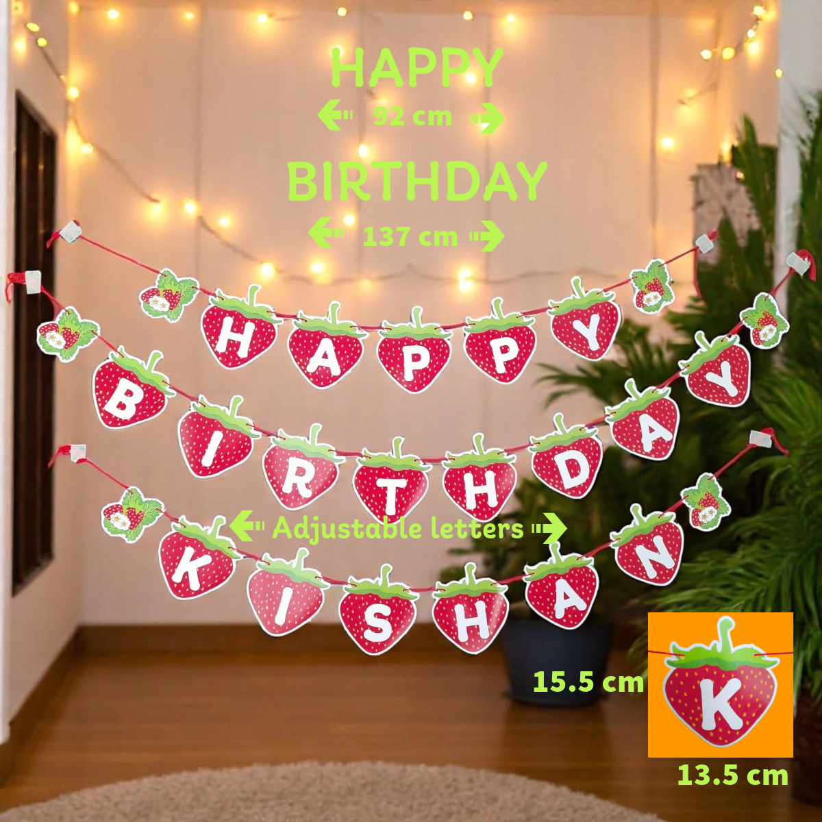 Partybus – Strawberry Happy Birthday Banner with name