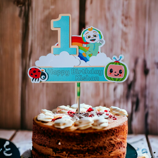 Partybus - Coco melon Cake Topper - with Age and Name
