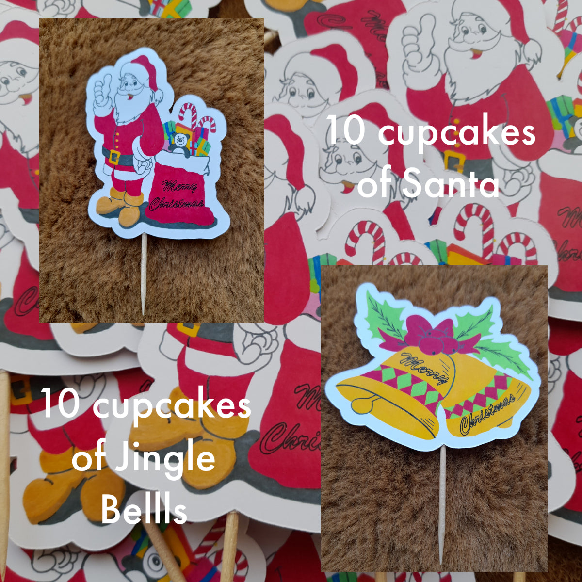 Partybus - Christmas cupcake topper – Santa & Jingle Bells