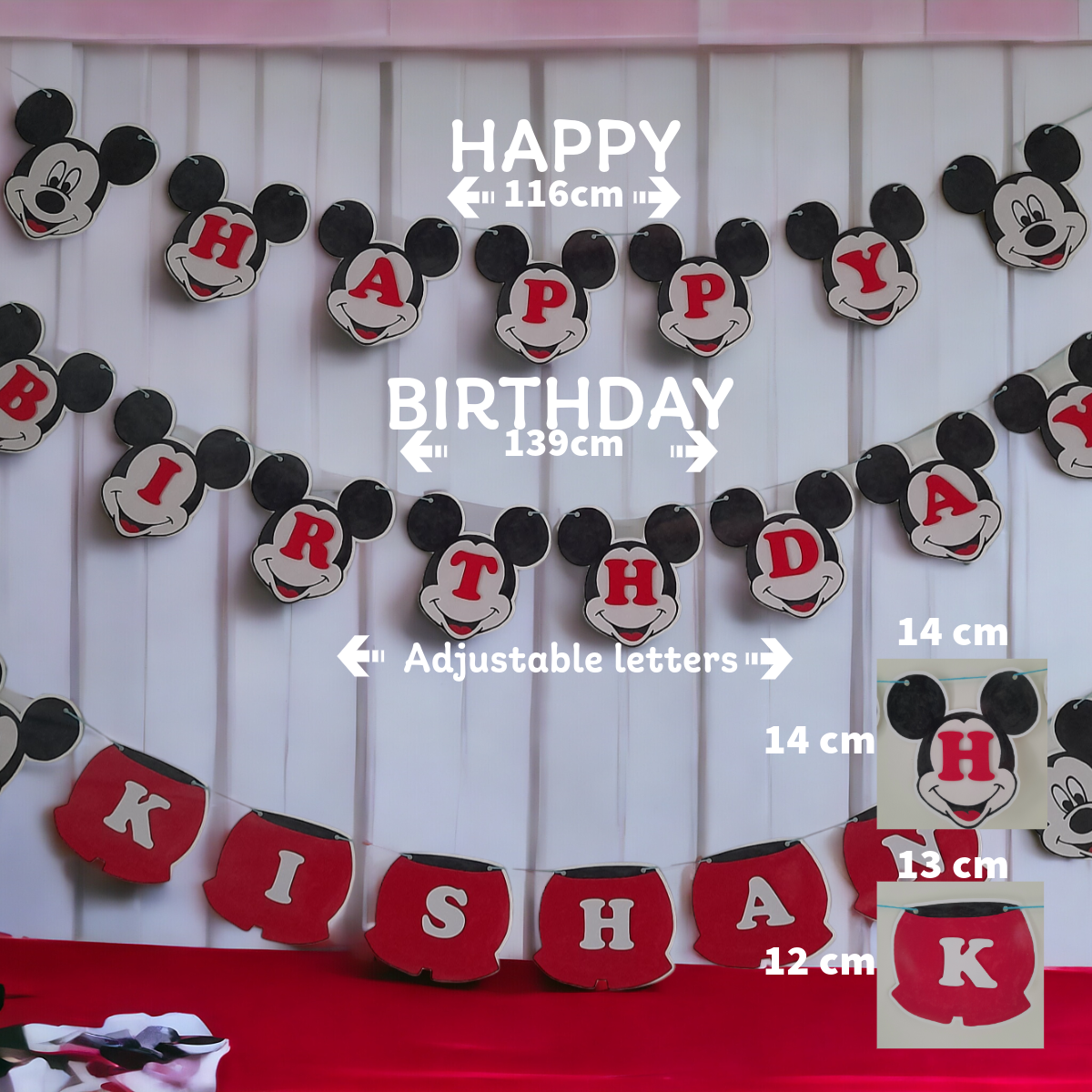 Partybus – Mickey Mouse Themed Happy Birthday Banner with name