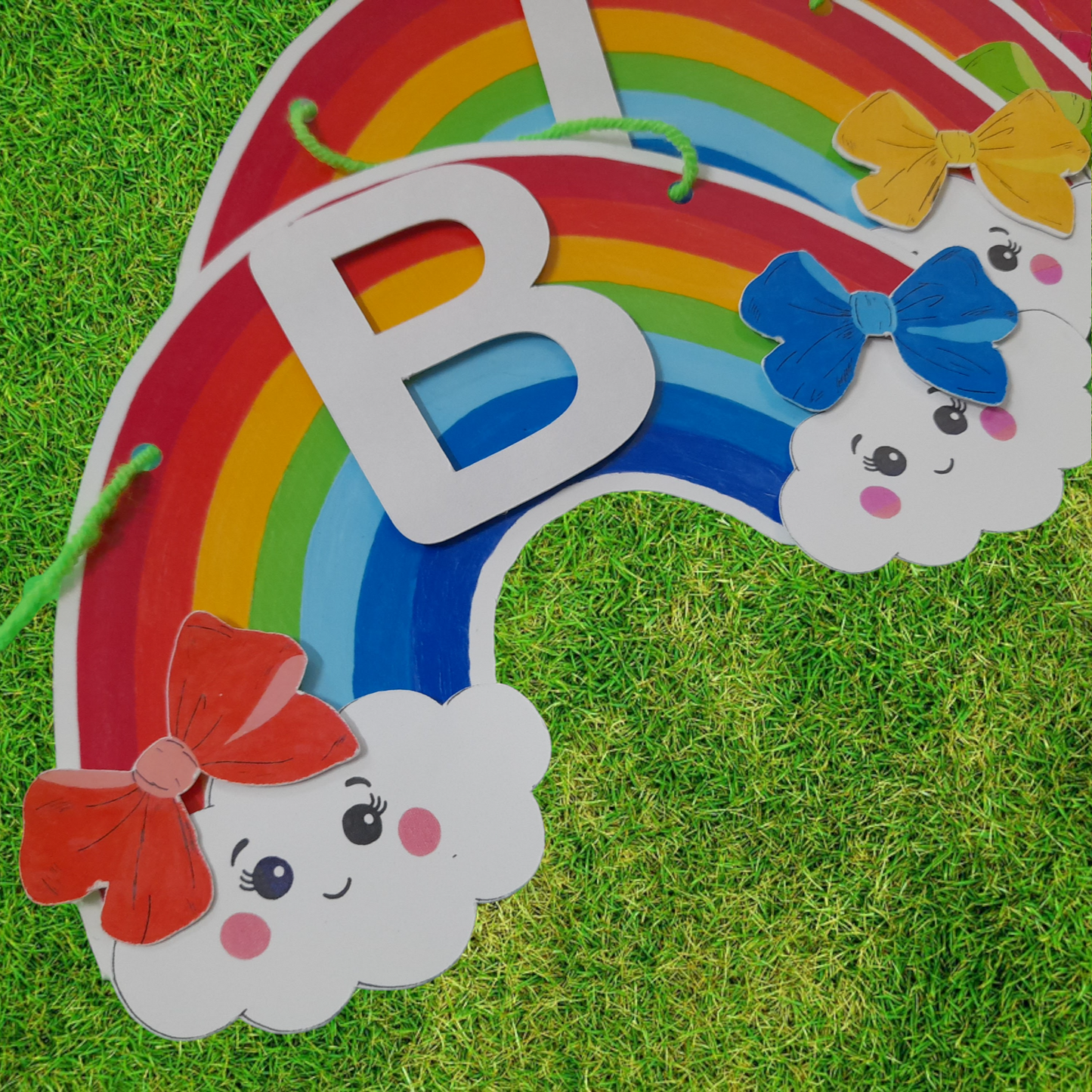 Partybus - Rainbow Themed Birthday Banner with Kids name