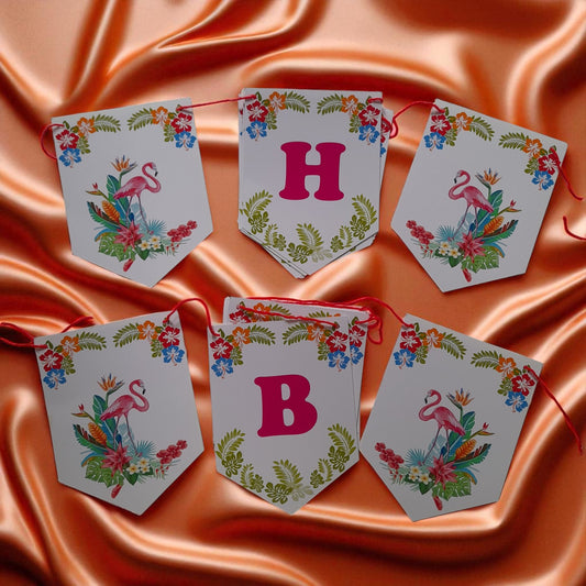 Partybus - Flamingo Theme Birthday Banner with name
