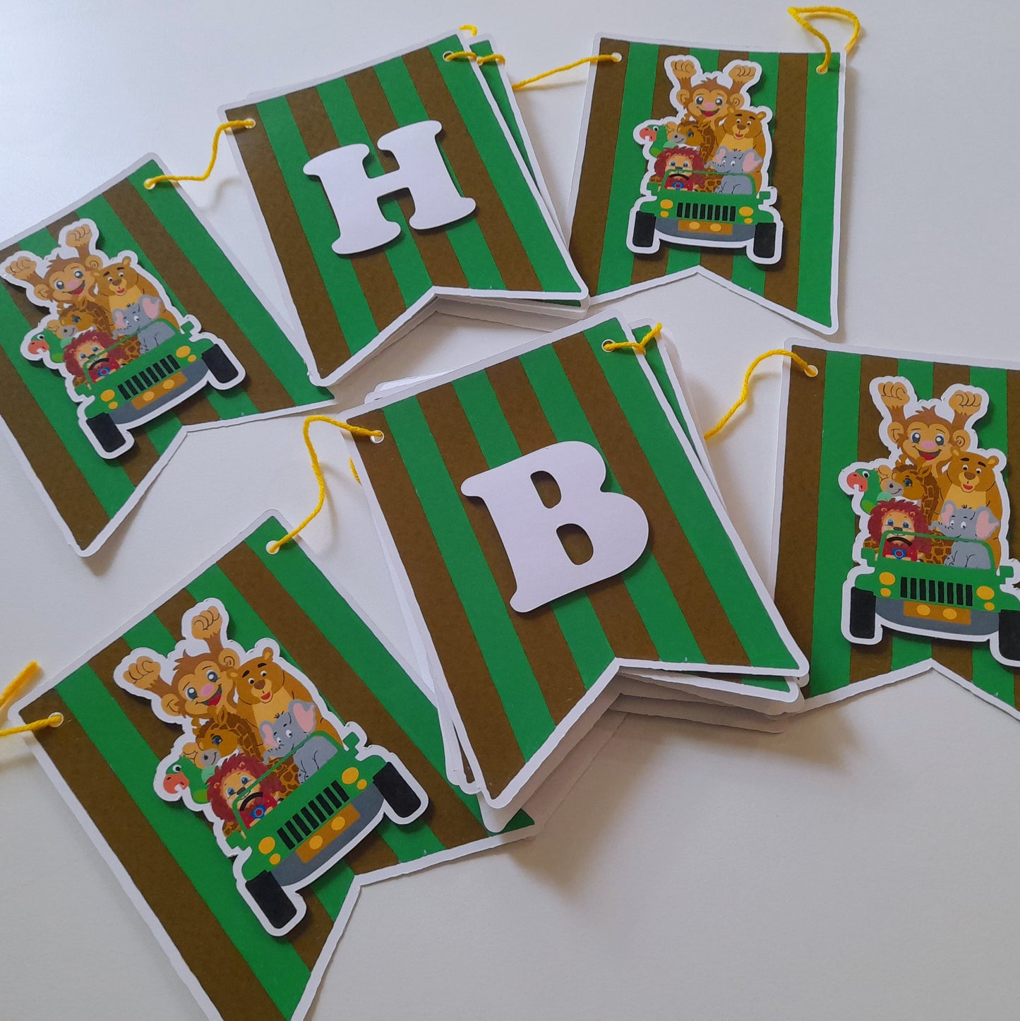 Partybus - Safari Animals Theme Birthday Banner with name