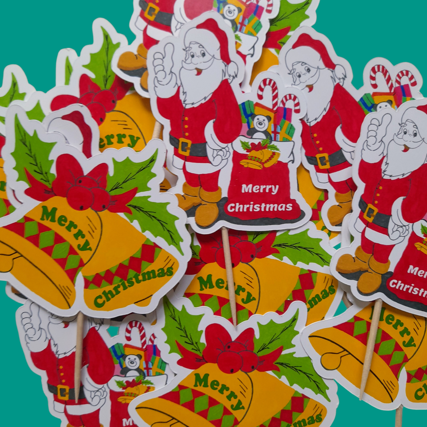 Partybus - Christmas cupcake topper – Santa & Jingle Bells