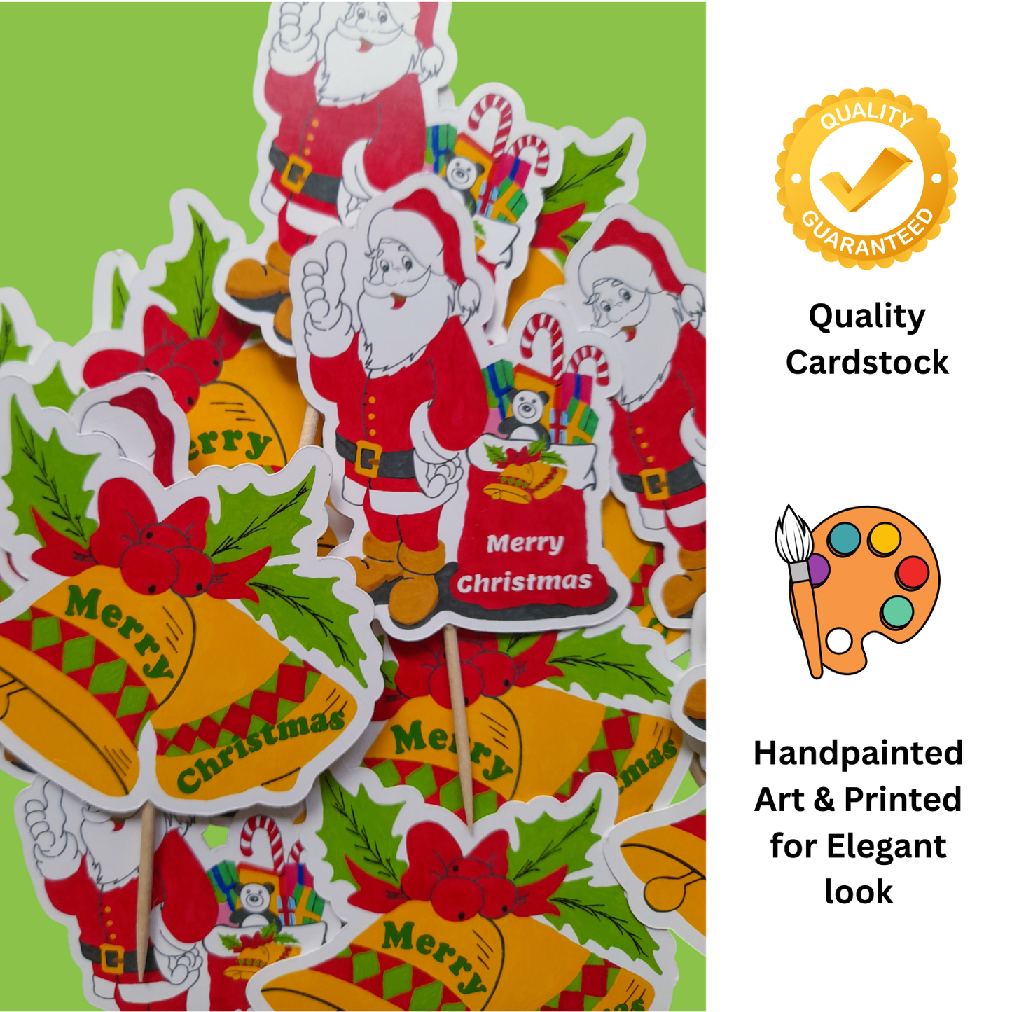 Partybus - Christmas cupcake topper – Santa & Jingle Bells