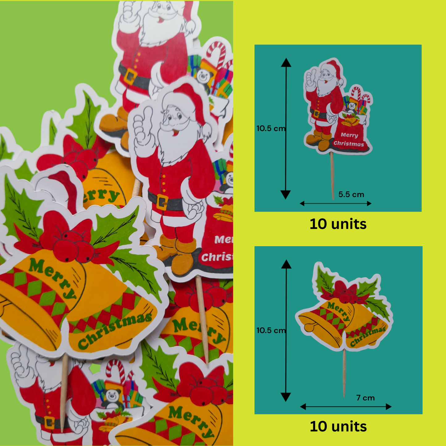 Partybus - Christmas cupcake topper – Santa & Jingle Bells