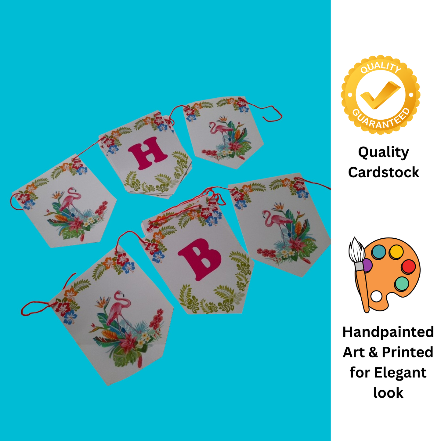 Partybus - Flamingo Theme Birthday Banner with name