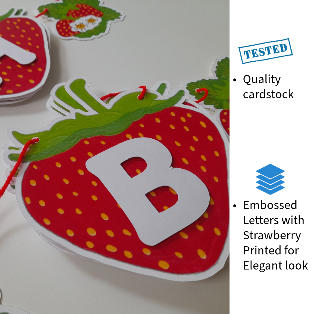 Partybus – Strawberry Happy Birthday Banner with name