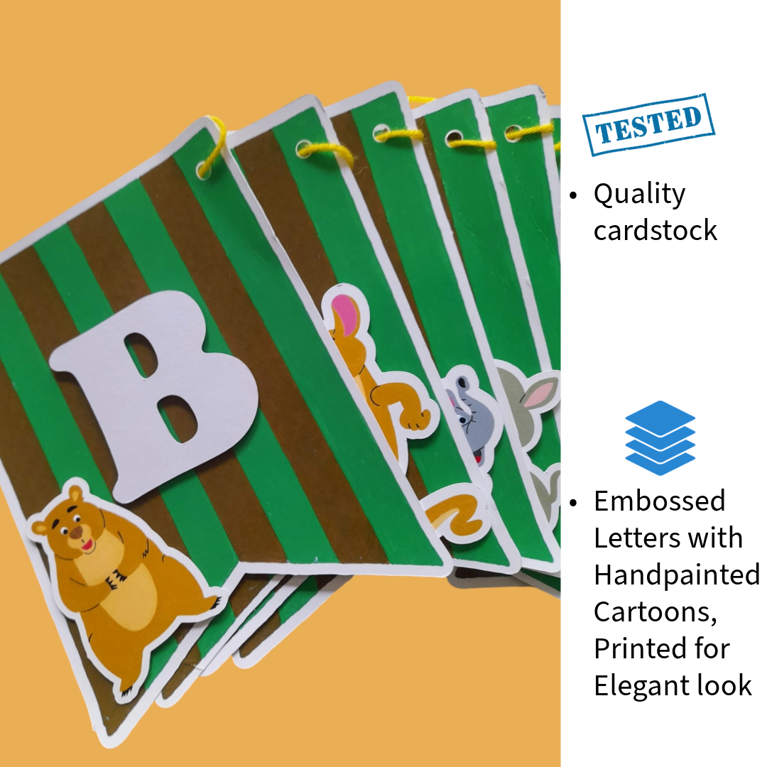 Partybus - Safari Animals Zoo Theme Birthday Banner with name